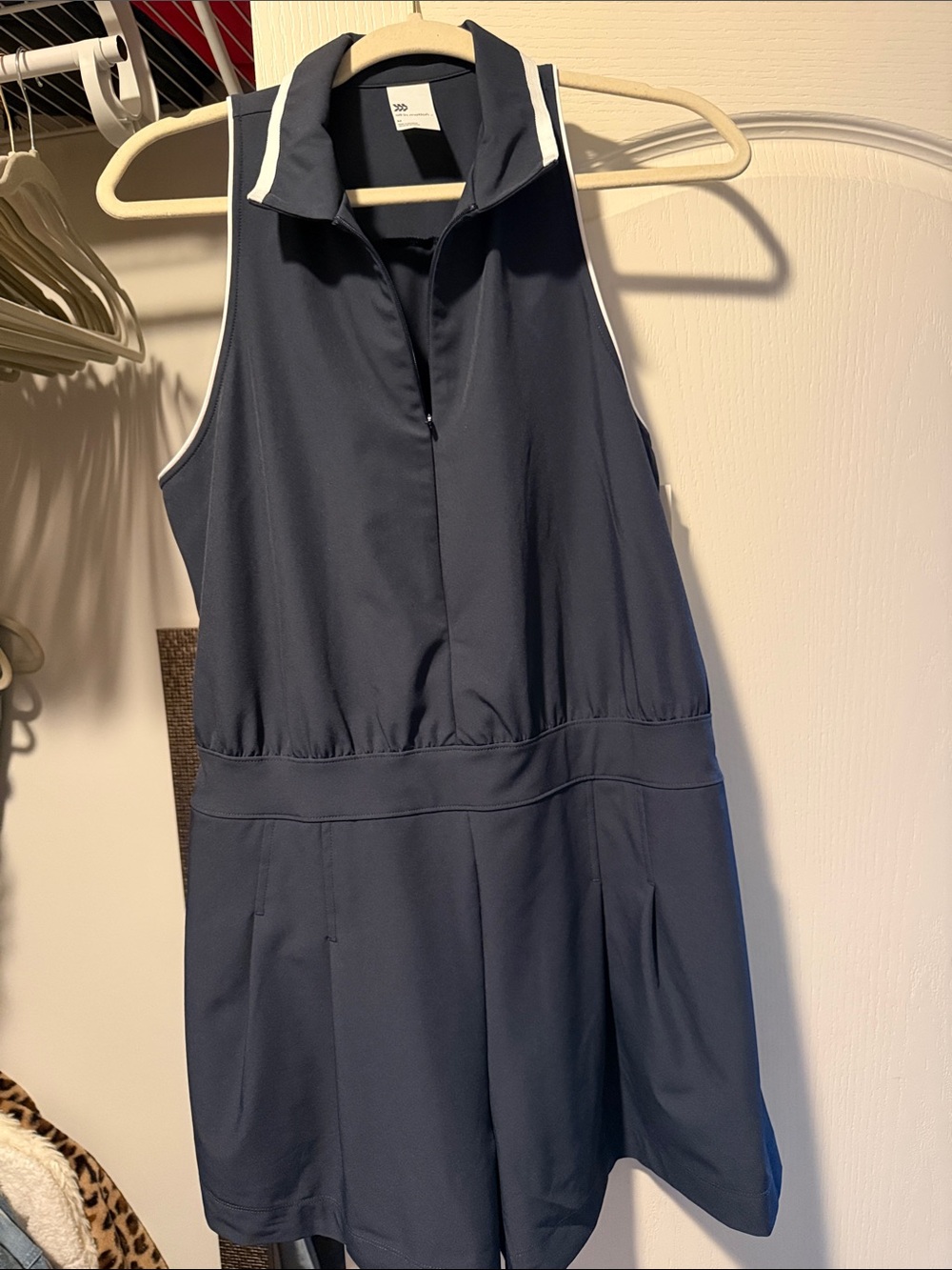all in motion Navy Sleeveless Athletic Romper with White Trim